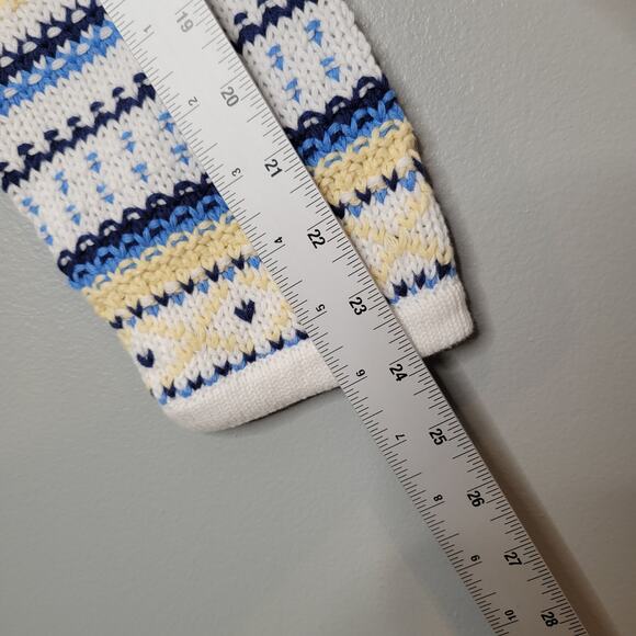 Appleseed's Sweater Women's Size XL 100% Cotton Yellow Blue Striped GrandmaCore - Picture 8 of 11